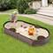 Brown HDPE Kids Sandbox with Built-In Seats Dust-Proof Cover Outdoor Play